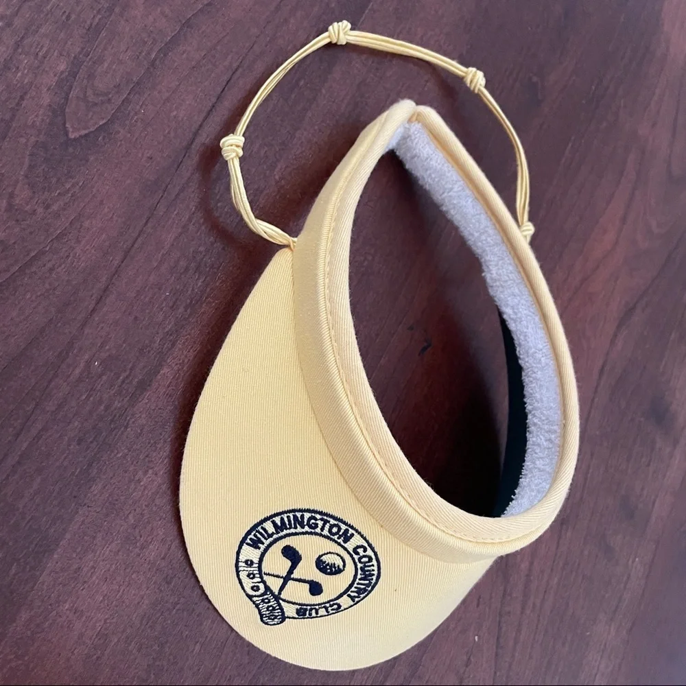 Vintage Wilmington Country Club Visor Yellow Fabric 80s Terrycloth Preppy Golf - Picture 3 of 13